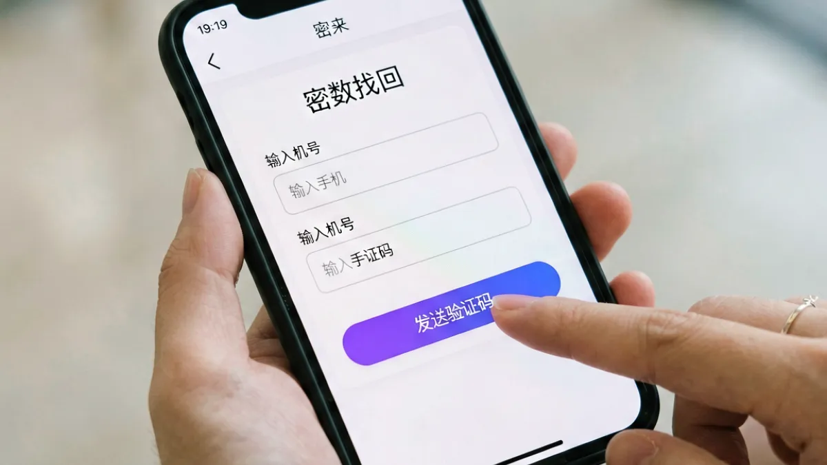 17c官网忘记密码找回流程的操作步骤截图示意，显示手机验证码输入界面